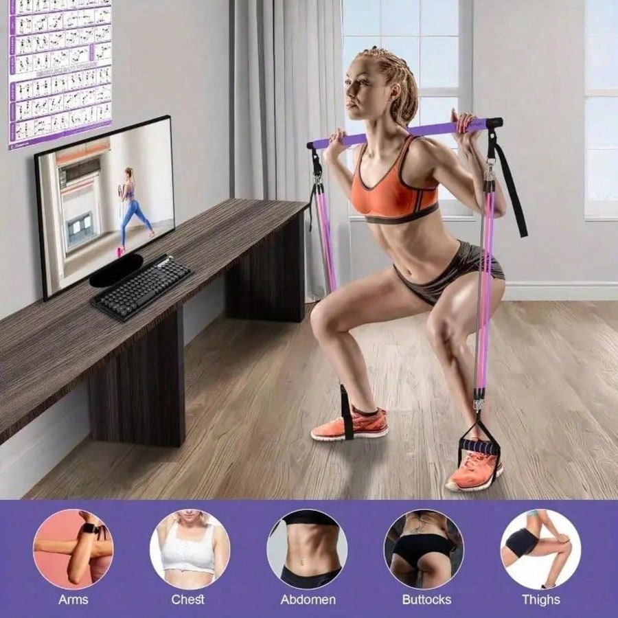 Kit de barra para pilates con  - Pilates Bar Kit With Resistance Bands reseña y precio