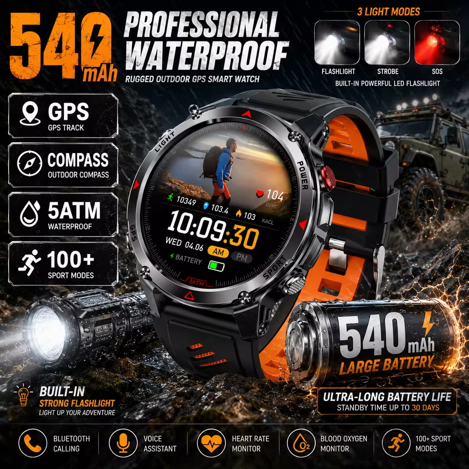 Reloj inteligente militar con  - Resistance Bands Set With Handles reseña y precio