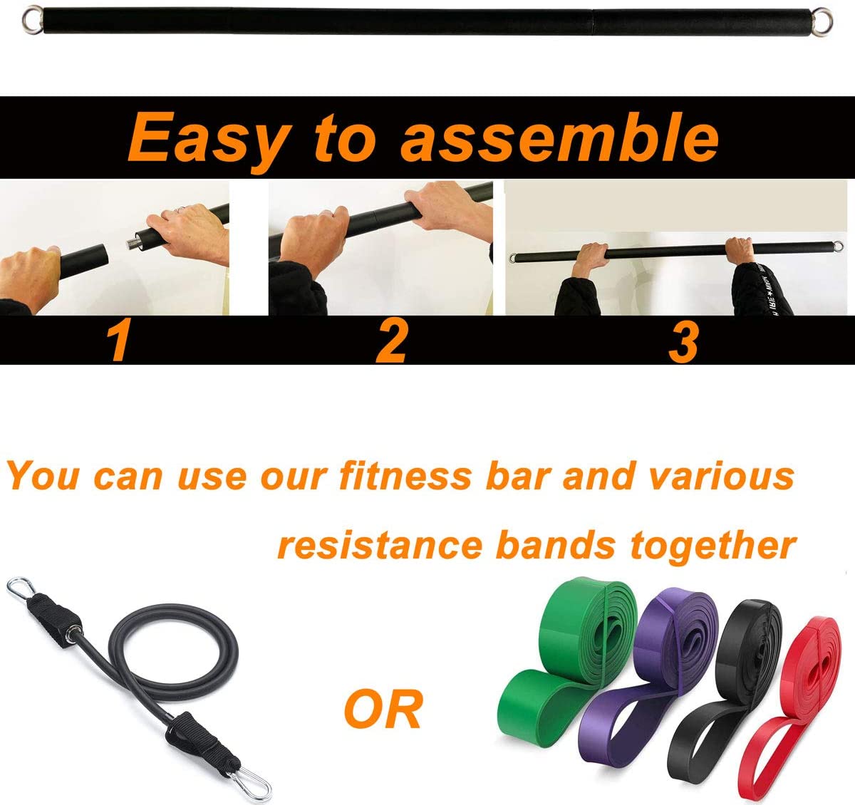 Banda elástica de resistencia  - Pilates Bar Kit With Resistance Bands reseña y precio